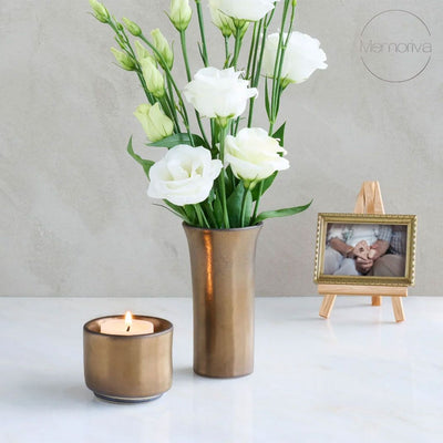 TULIPA – Handgemaakt Vaasje in Koperkleurig Keramiek - Memoriva