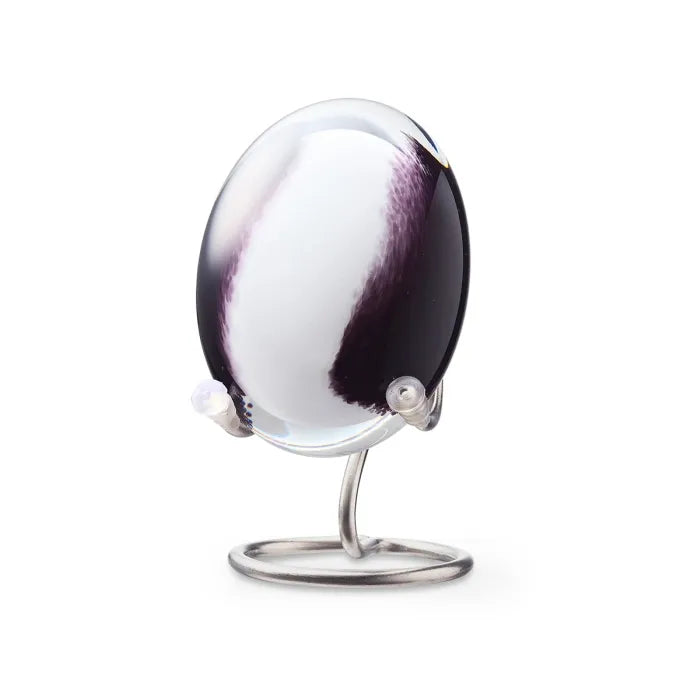 PEBBLE OVAAL – Black-White Opaque 8cm