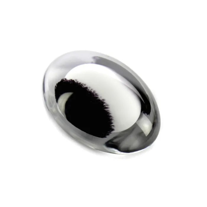 PEBBLE OVAAL – Black-White Opaque 8cm