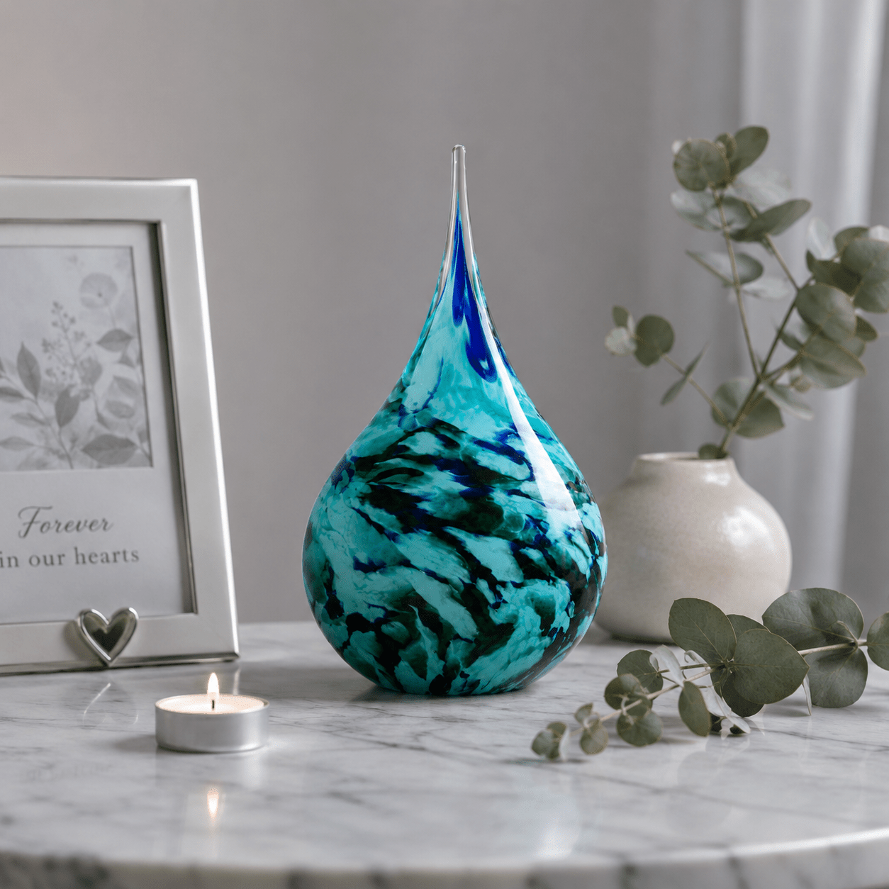 DRUPPEL Medium | Turquoise Blue Green White 280ml - Memoriva