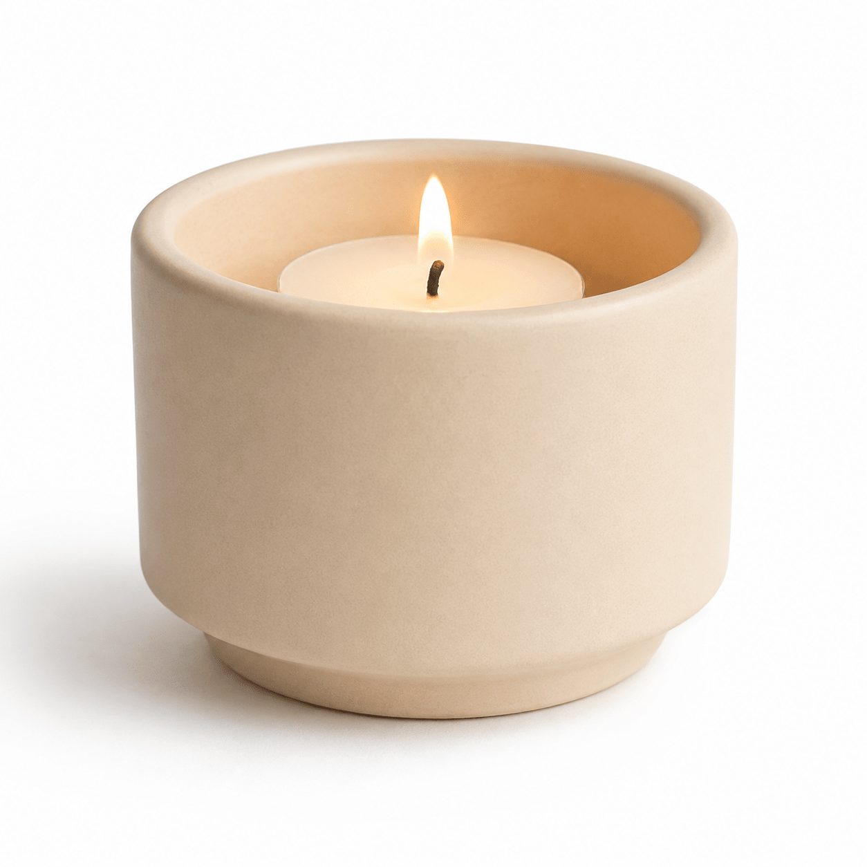 HELIOS - Handgemaakte mini - urn beige keramiek + Kaarslicht - Memoriva