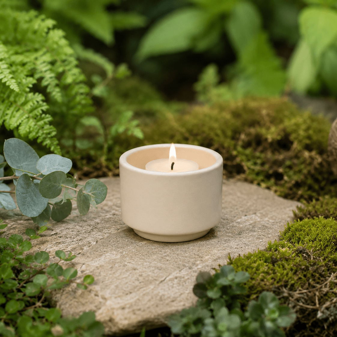 HELIOS - Handgemaakte mini - urn beige keramiek + Kaarslicht - Memoriva