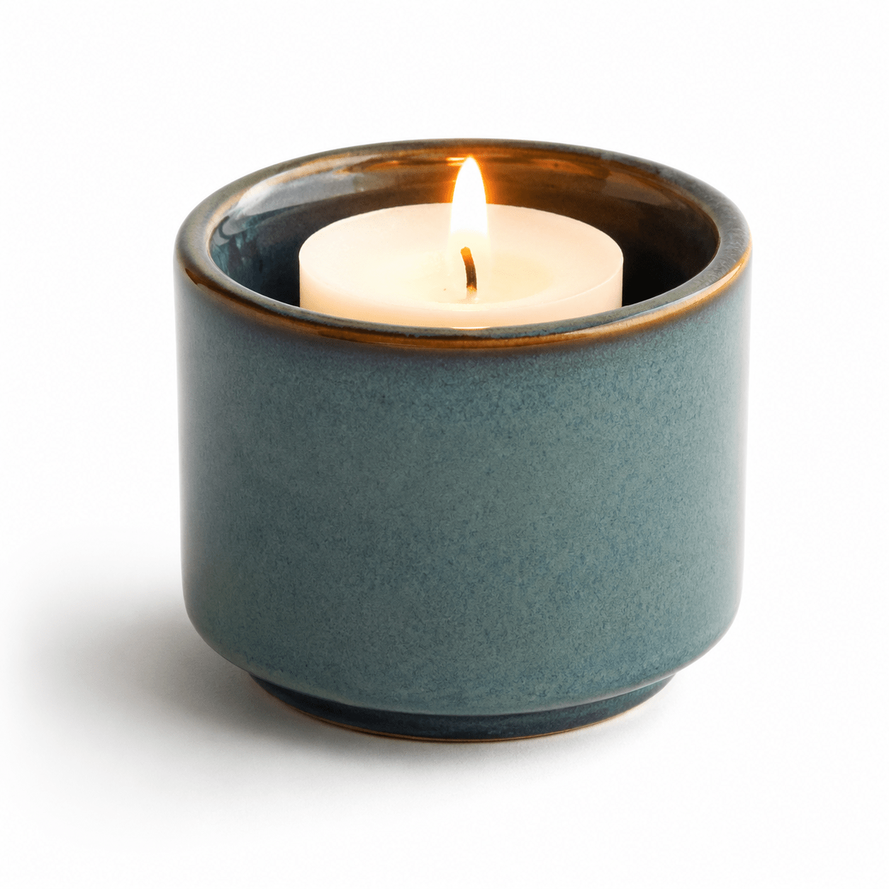 HELIOS - Handgemaakte mini - urn groen blauw keramiek + kaarslicht - Memoriva