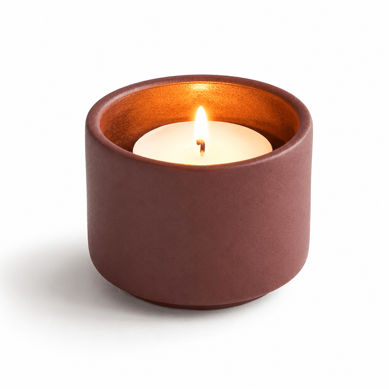 HELIOS – Handgemaakte Mini Urn met Kaarslichthouder in Roodbruin Engobe - Memoriva