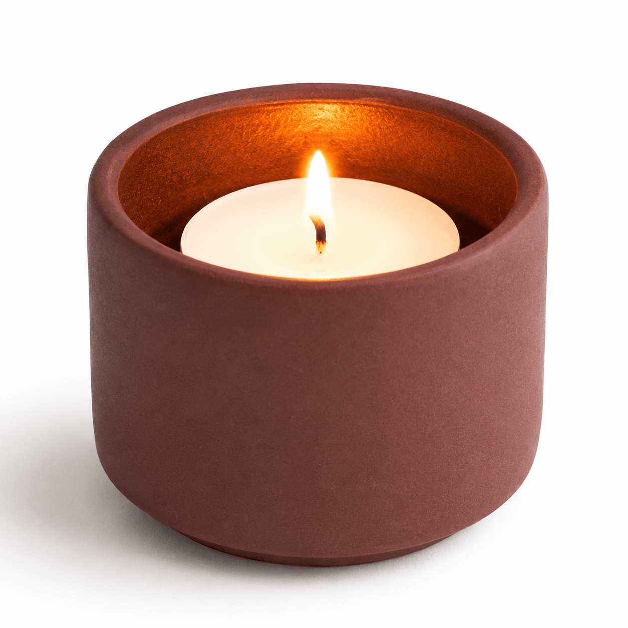 HELIOS – Handgemaakte Mini Urn met Kaarslichthouder in Roodbruin Engobe - Memoriva