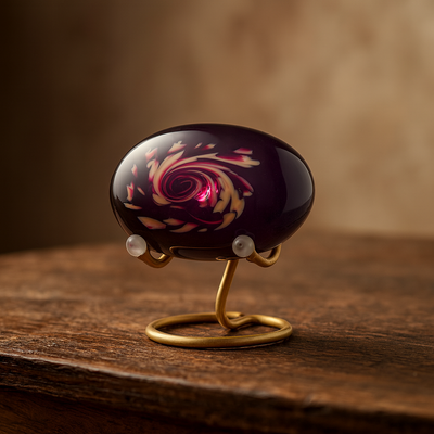PEBBLE OVAAL – Aubergine-Taupe 8cm