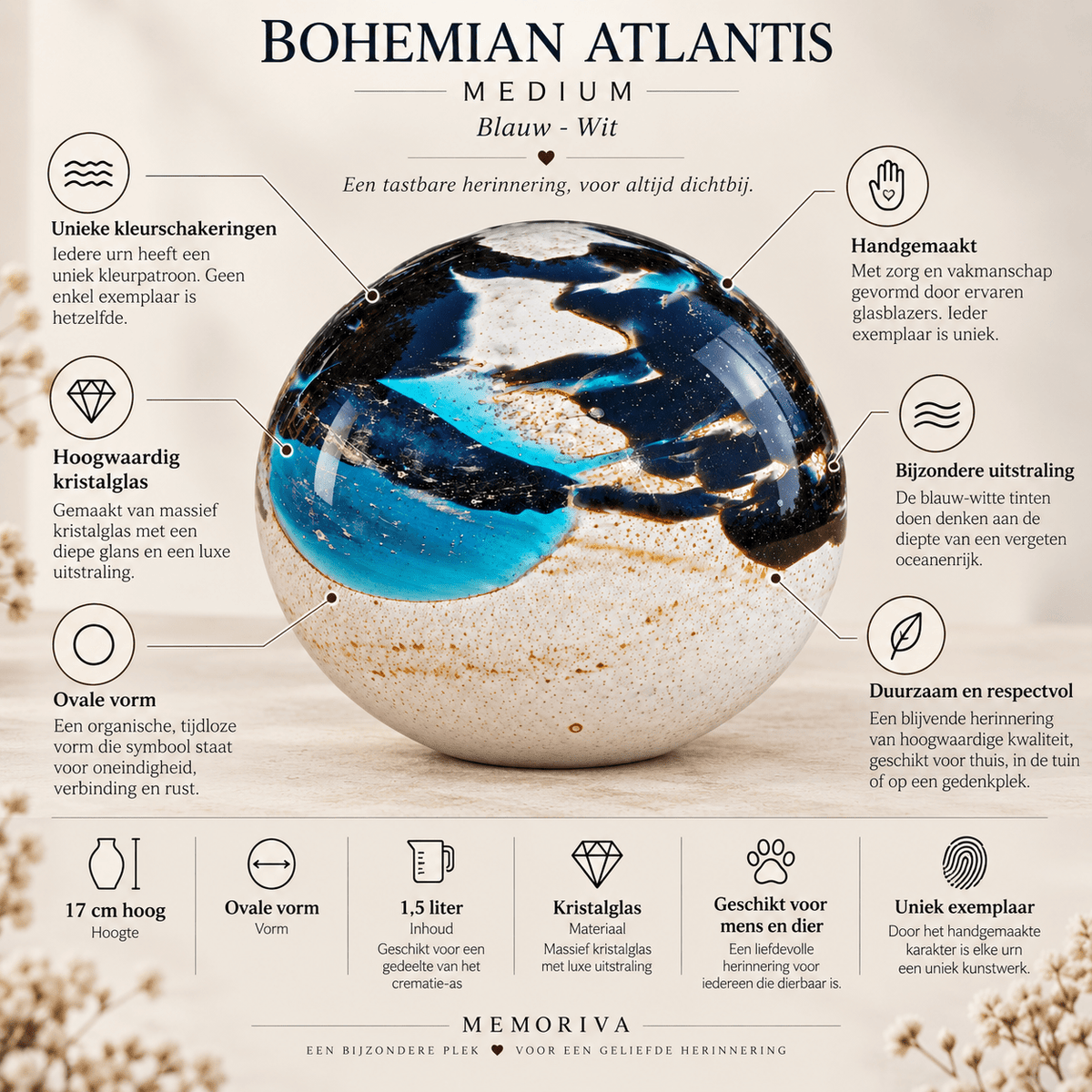 BOHEMIAN Atlantis Medium - Blauw-Wit 1.5L - Memoriva