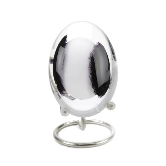 PEBBLE OVAAL – Black-White Opaque 8cm