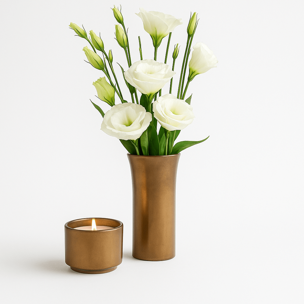 TULIPA – Handgemaakt Vaasje in Koperkleurig Keramiek - Memoriva