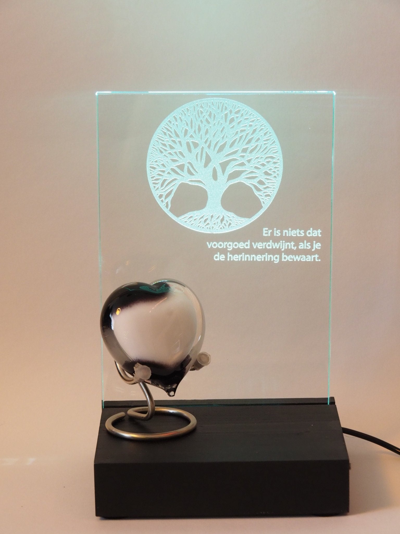 Herinneringslicht Houder 'Eternal Shine' | LED - verlichting hout - Memoriva