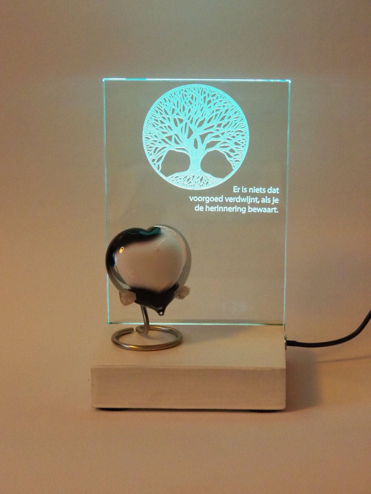 Herinneringslicht Houder 'Eternal Shine' | LED - verlichting hout - Memoriva
