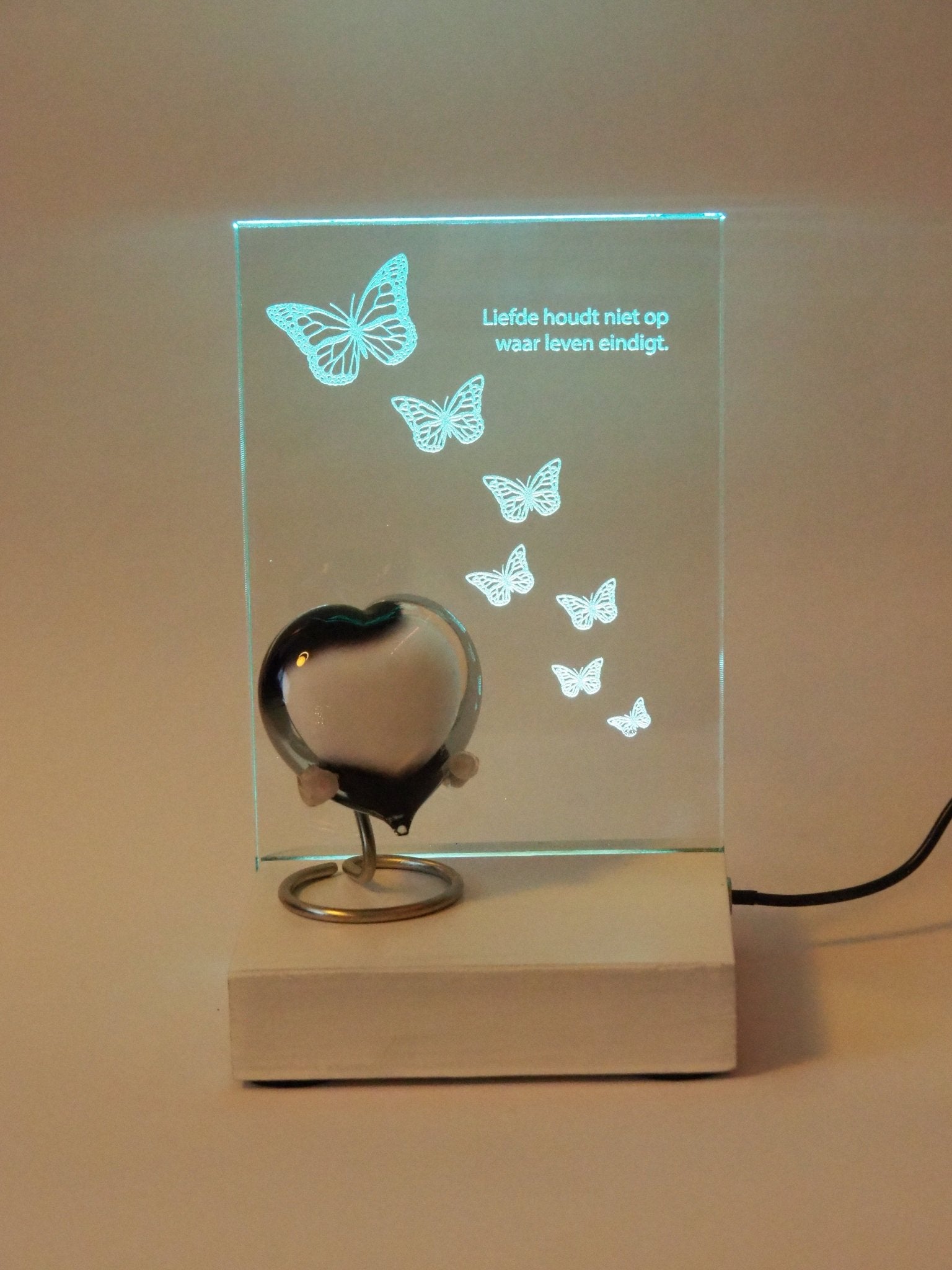Herinneringslicht Houder 'Eternal Shine' | LED - verlichting hout - Memoriva