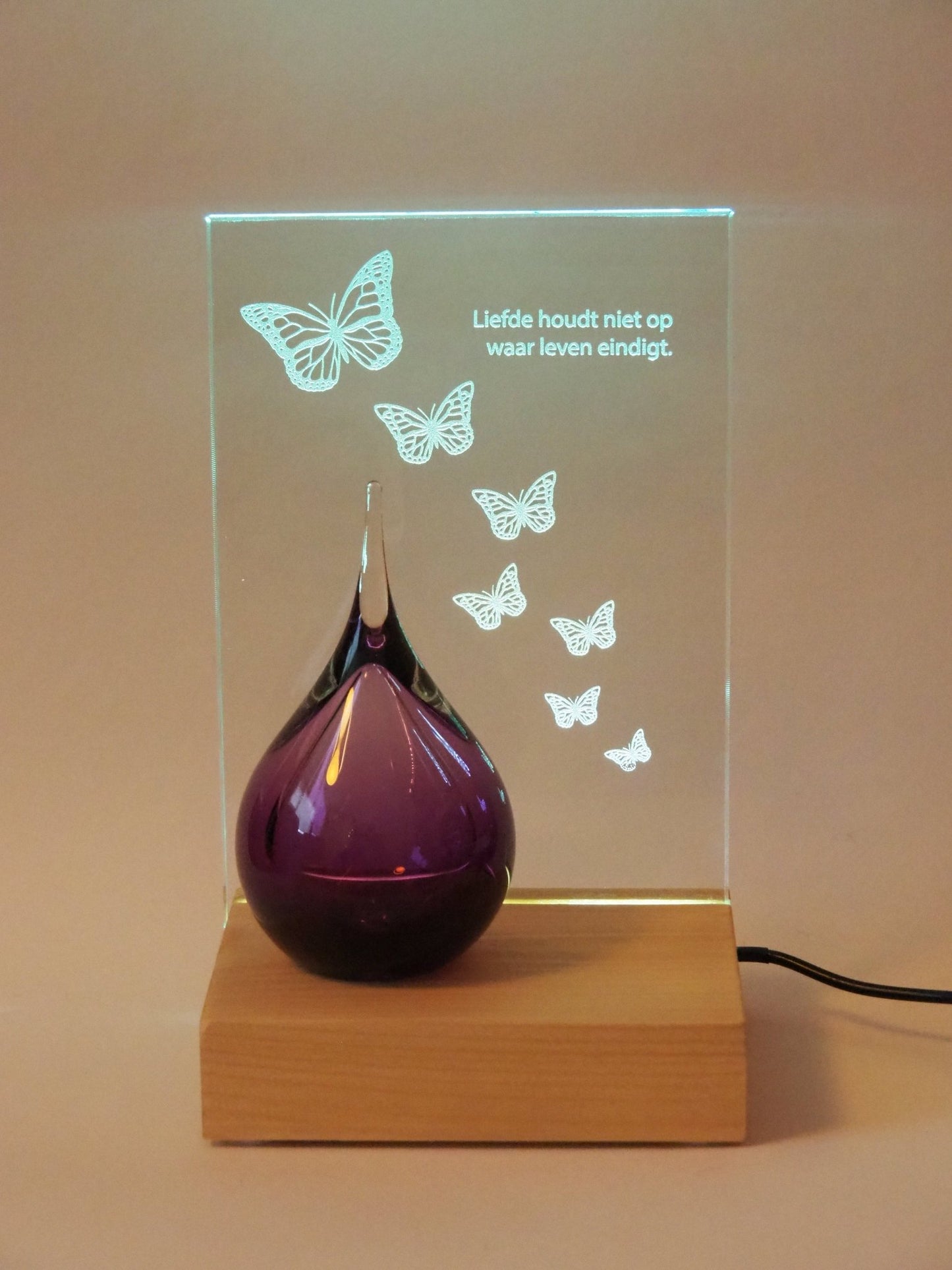 Herinneringslicht Houder 'Eternal Shine' | LED - verlichting hout - Memoriva