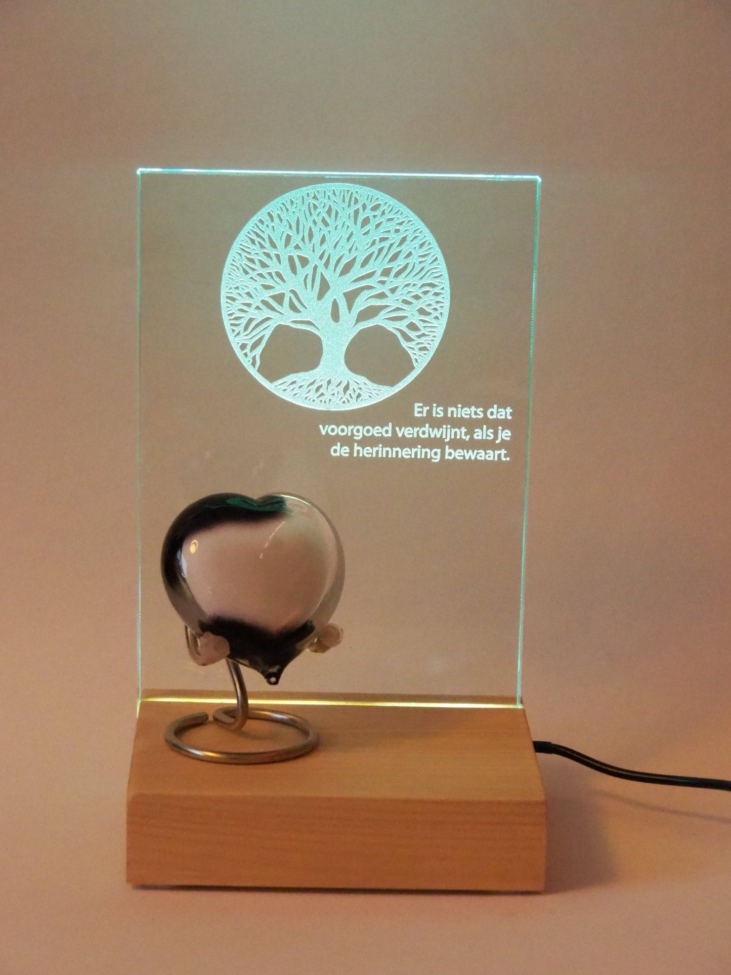 Herinneringslicht Houder 'Eternal Shine' | LED - verlichting hout - Memoriva