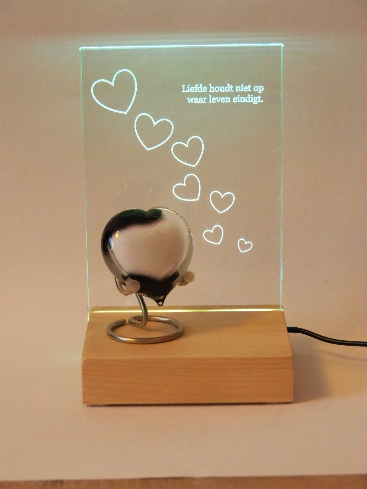 Herinneringslicht Houder 'Eternal Shine' | LED - verlichting hout - Memoriva