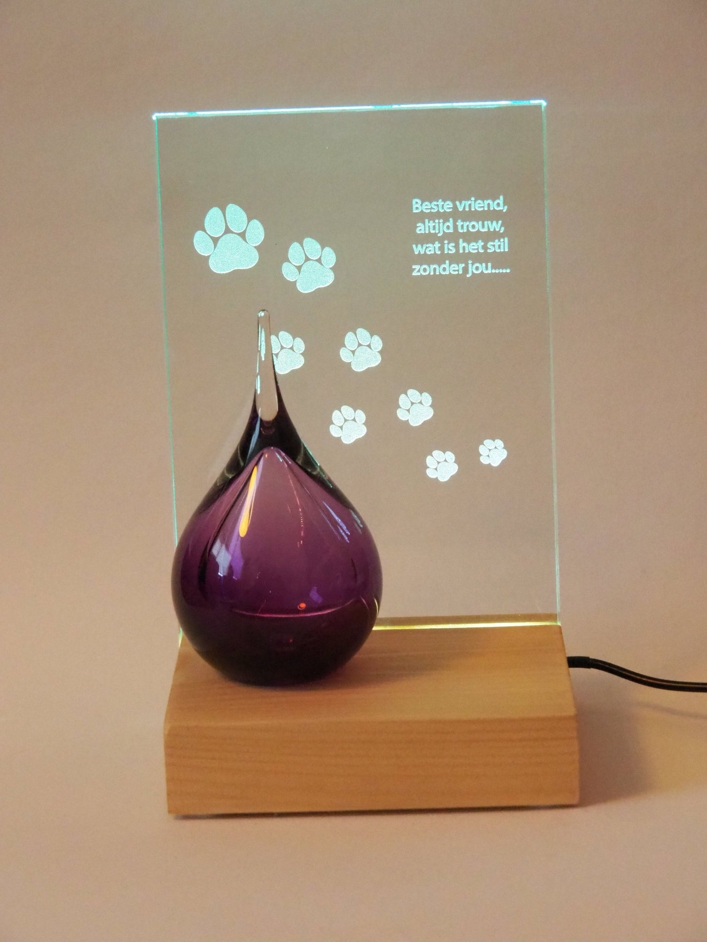 Herinneringslicht Houder 'Eternal Shine' | LED - verlichting hout - Memoriva