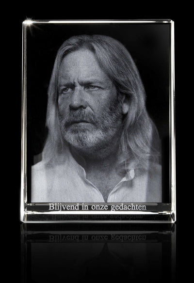 Glazen herinneringsmonument Rechthoek – Gepersonaliseerd met 2D foto - Memoriva