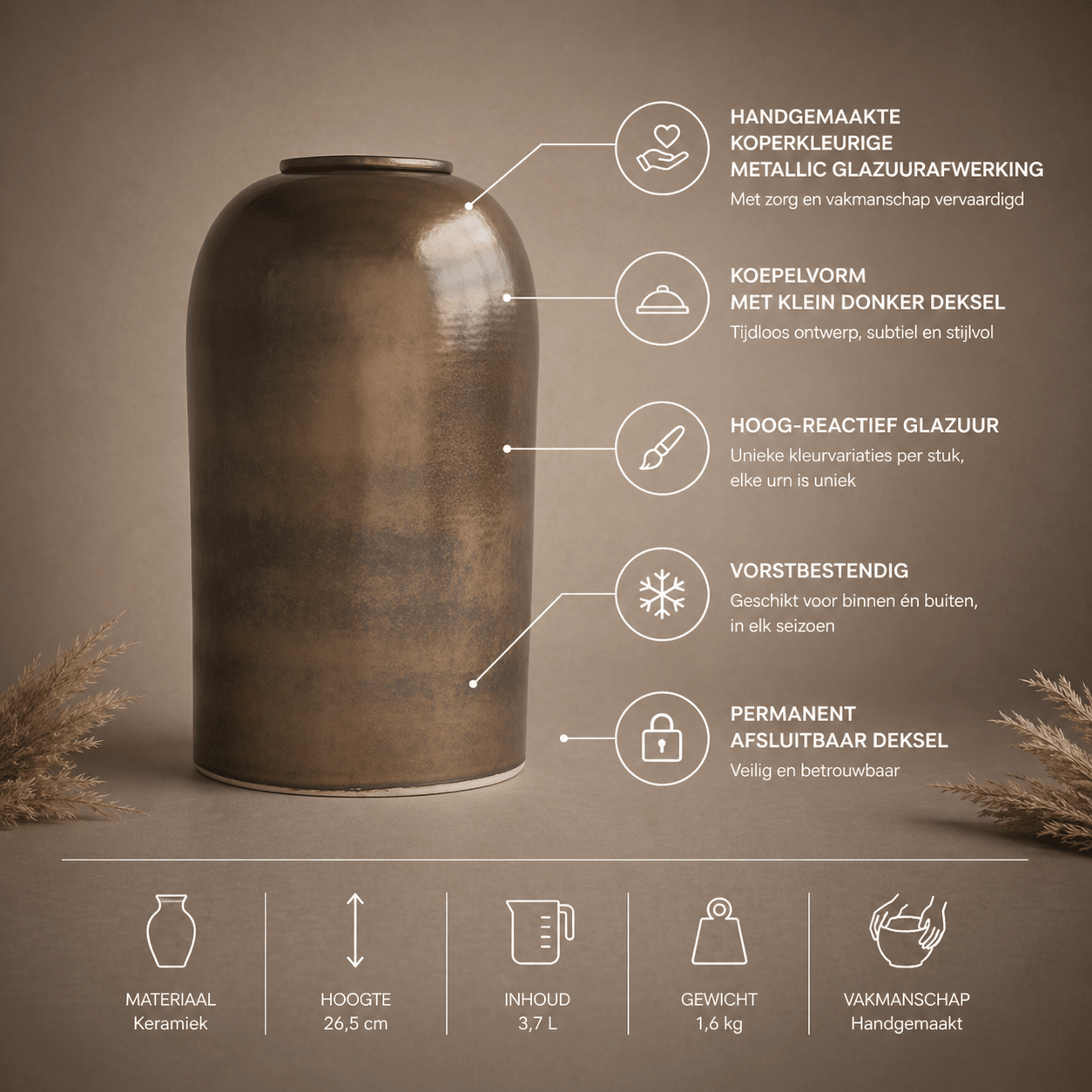 PELION Large - Koperkleurig Metallic 3.7L - Memoriva