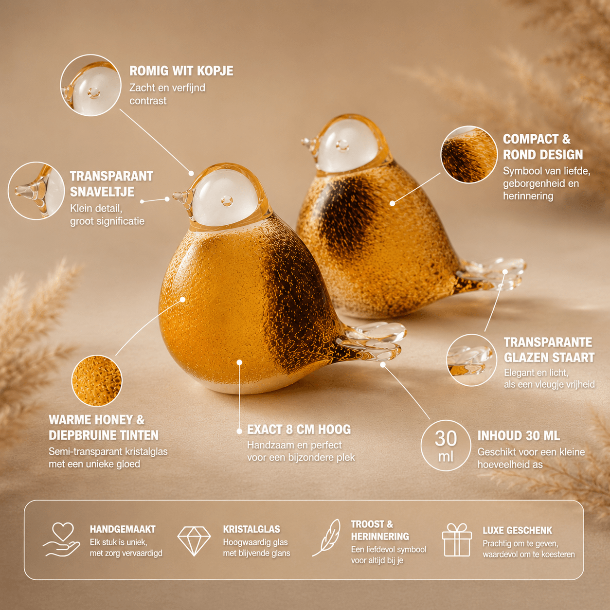 BIRD BROWN - YELLOW - WHITE - Kristalglas 30ml - Memoriva